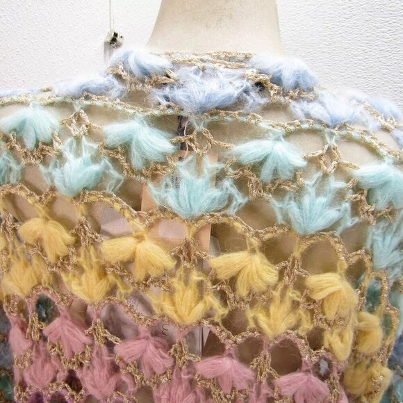 NEW  MARIDRUNA Emily Ombre Short Handknit Cardigan Size OS Pastel Multicolor - Picture 14 of 14